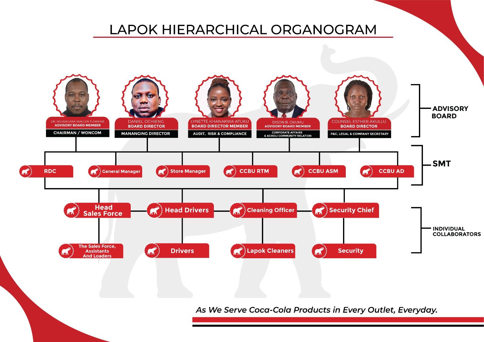 LAPOK Ventures Hierarchical Organogram showing leadership and management structure